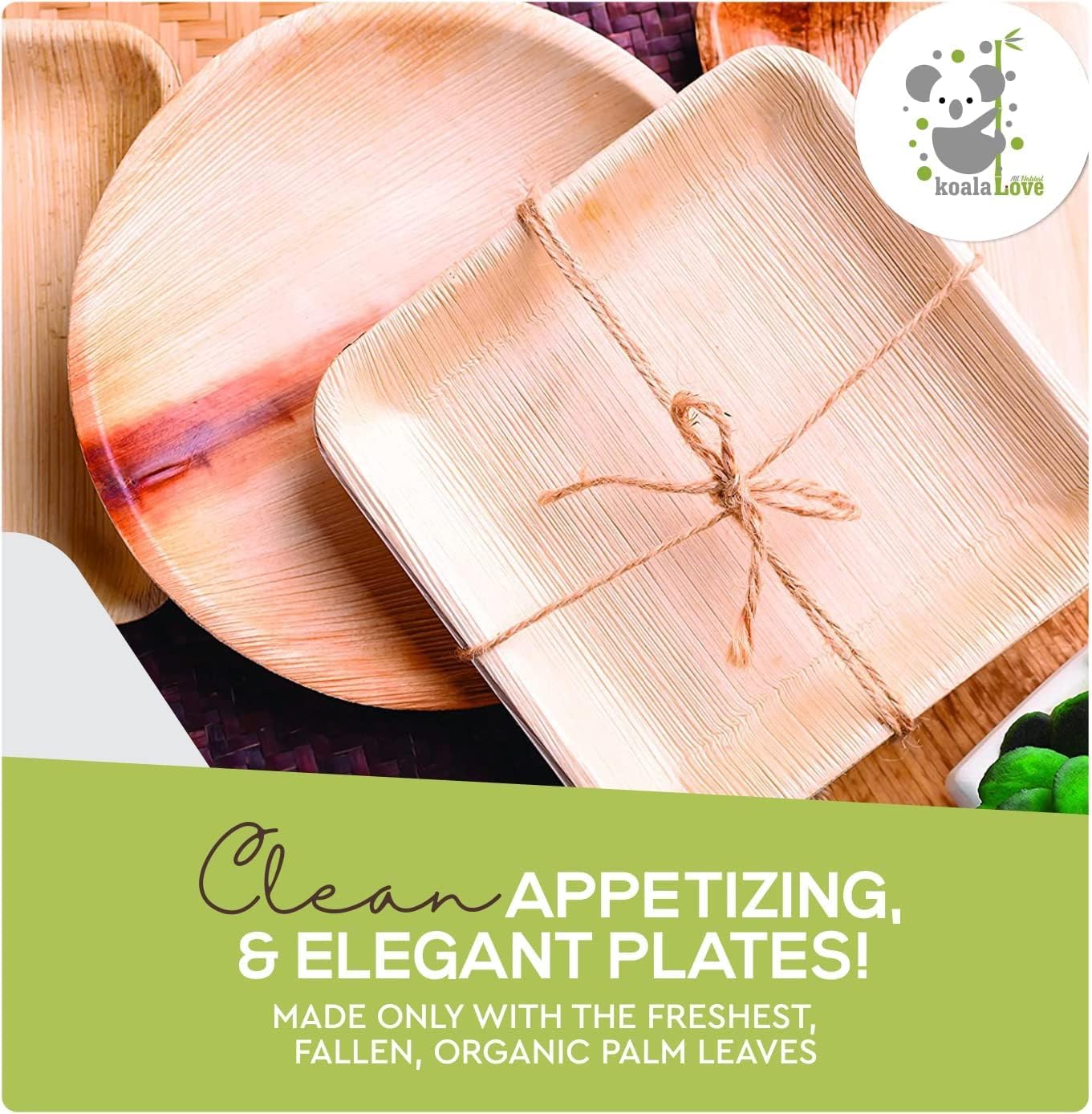 Palm Leaf Bamboo Square Appetizer Plates 100%  Compostable Disposable  (4 Inch 100 Plates)
