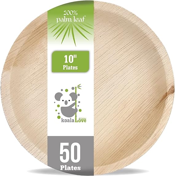 Palm Leaf Bamboo Round Plates 100 Compostable Disposable 10 Inch 50 Plates