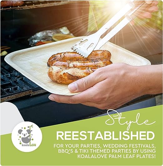 Palm Leaf  Square Plates 100% Compostable Disposable (8 Inch 50 Plates)