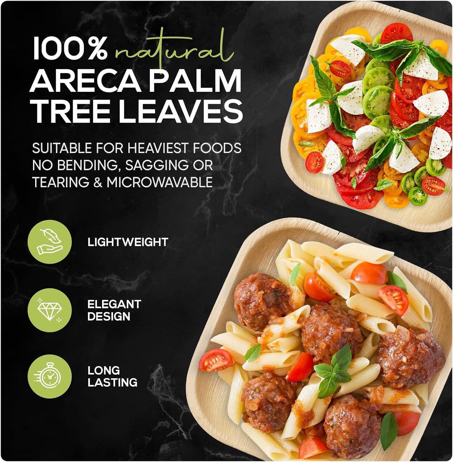 Palm Leaf Bamboo Square Appetizer Plates 100%  Compostable Disposable  (4 Inch 100 Plates)