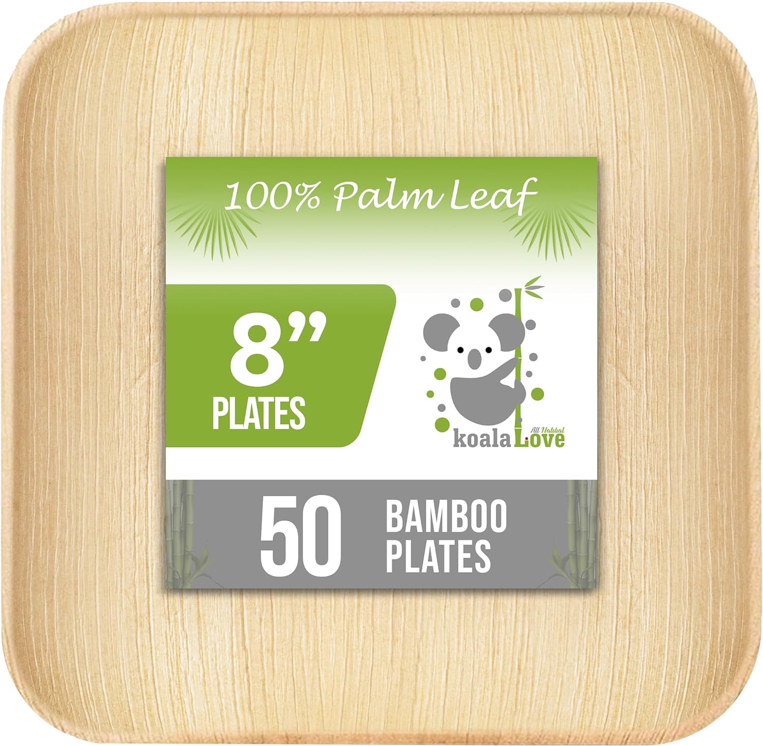 Palm Leaf  Square Plates 100% Compostable Disposable (8 Inch 50 Plates)