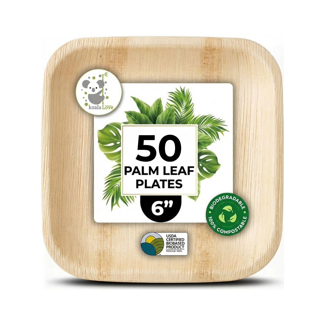 50-Pack Square Palm Leaf Appetizer Plates (6 Inch) | Eco-Friendly Dessert Plates