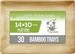 Palm Leaf Platters, 100% Compostable Disposable (14"x10" 30 Platers)