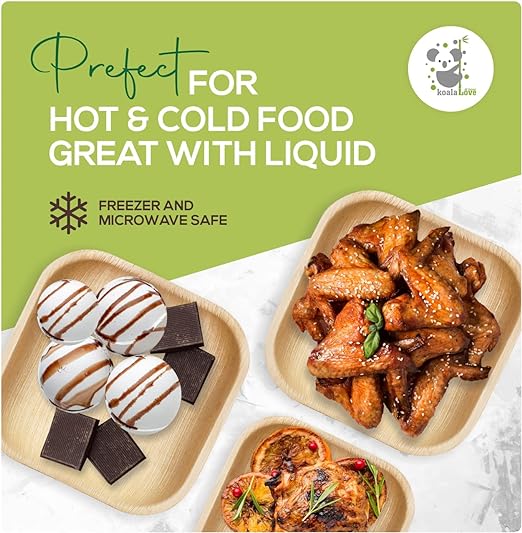 Palm Leaf  Square Plates 100% Compostable Disposable (8 Inch 50 Plates)