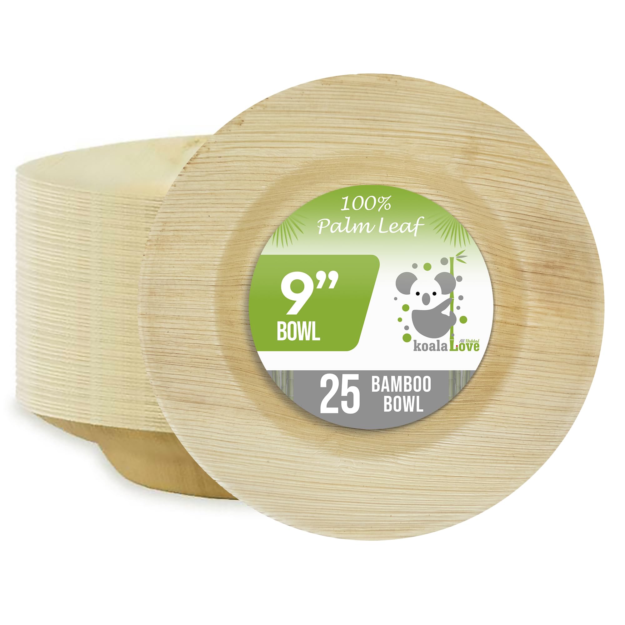 Palm Leaf Round Soup Bowl 100% Compostable Disposable (9 inch 25 Plates)