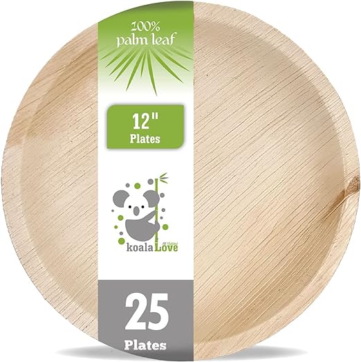 Palm Leaf  Bamboo  Round Charger Plates 100% Compostable Disposable (12 Inch Round 25 Plates)