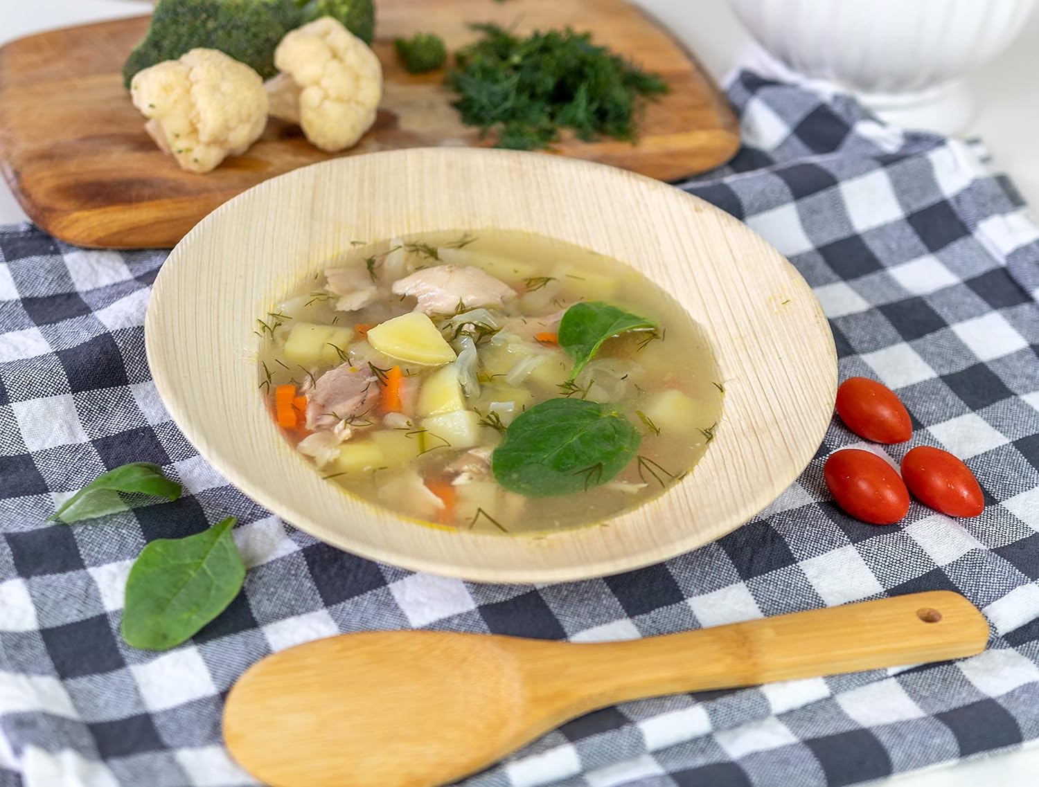 Palm Leaf Round Soup Bowl 100% Compostable Disposable (9 inch 25 Plates)