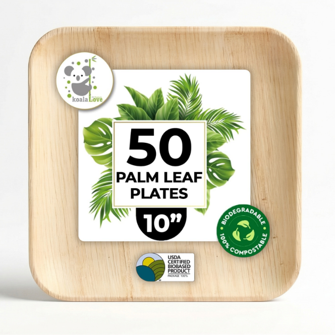 pack of 50 disposable palm leaf plates bamboo plates